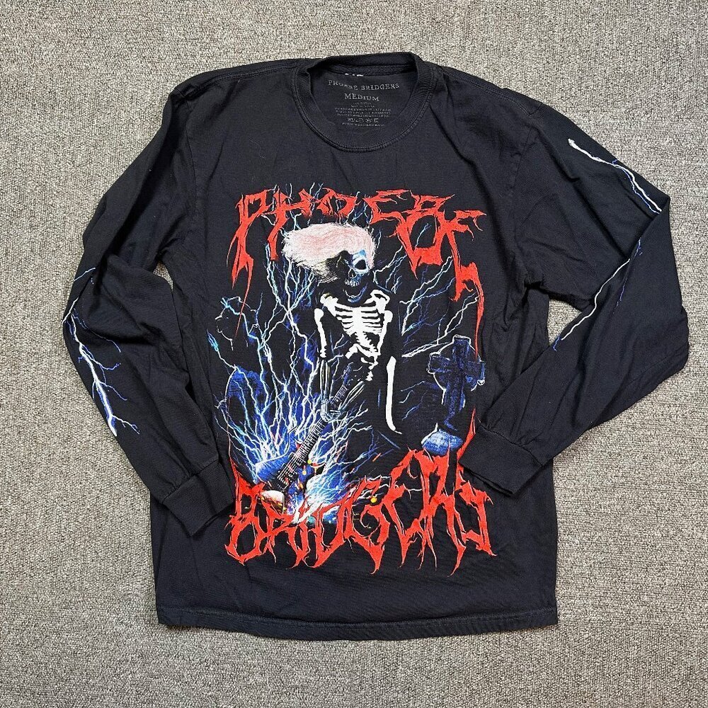 Phoebe Bridgers Rare Skeleton Lightning Metal Long Sleeve T-Shirt Size Medium